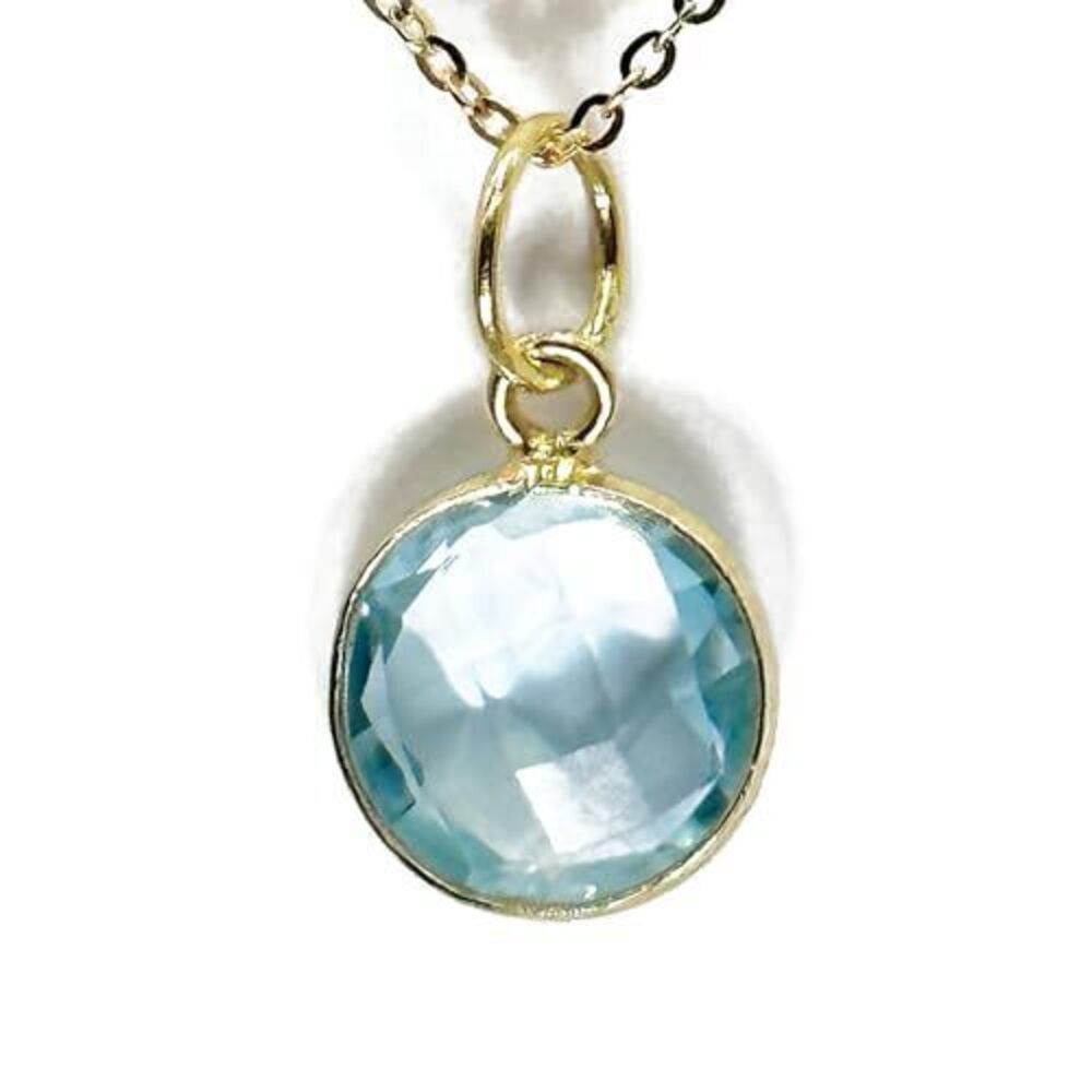 2775 Genuine London Blue Topaz Necklace, 18K Gold Plated Sterling Silver